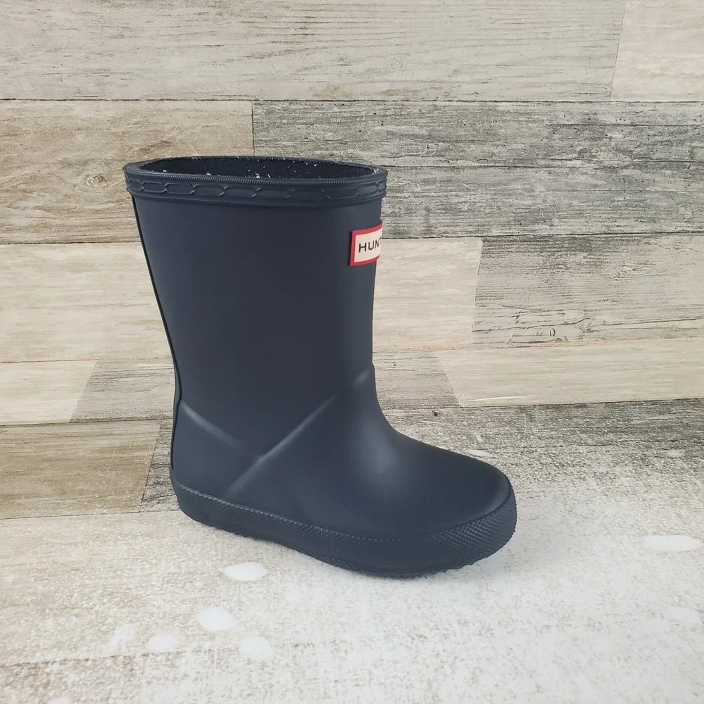 Hunter Little Kid First Classic Rain Boot Sz 7 Navy Waterproof Round Toe Pull-On
